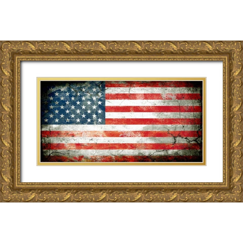 USA 1 Gold Ornate Wood Framed Art Print with Double Matting by Robins, John H.