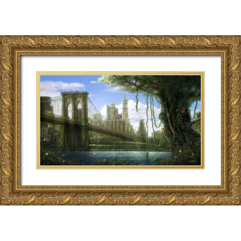 New York Jungle Gold Ornate Wood Framed Art Print with Double Matting by Martin, Jose Luis