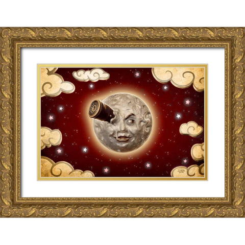A Trip to the Moon-Red Gold Ornate Wood Framed Art Print with Double Matting by Martin, Jose Luis