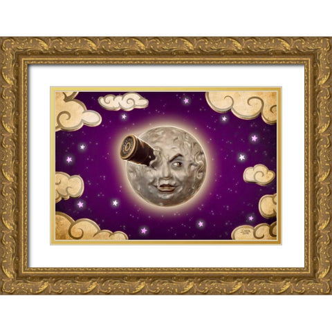 A Trip to the Moon-Violet Gold Ornate Wood Framed Art Print with Double Matting by Martin, Jose Luis