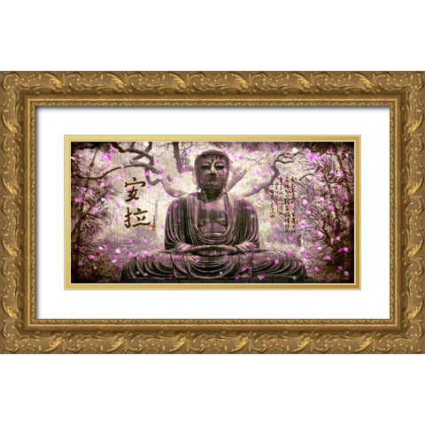 Buddha in tree lilac Gold Ornate Wood Framed Art Print with Double Matting by Ferriz, Jose