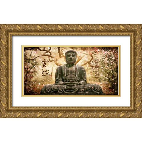 Buddha in tree Gold Ornate Wood Framed Art Print with Double Matting by Ferriz, Jose