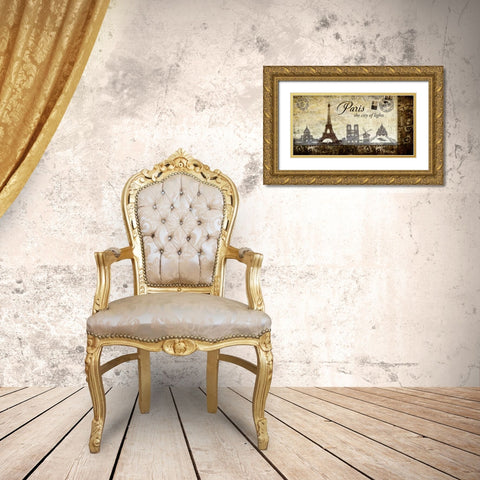 Collage Paris 02 Gold Ornate Wood Framed Art Print with Double Matting by Robert, Paul