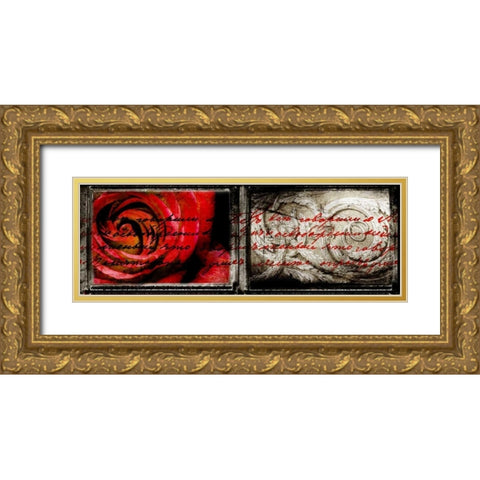 Letter and Roses Gold Ornate Wood Framed Art Print with Double Matting by Willow, Susan P.
