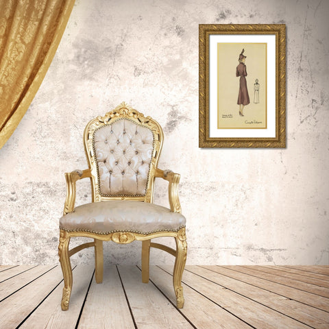 Ladies Fashion I Gold Ornate Wood Framed Art Print with Double Matting by Unknown