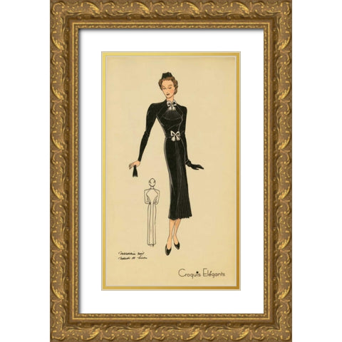 Ladies Fashion II Gold Ornate Wood Framed Art Print with Double Matting by Unknown