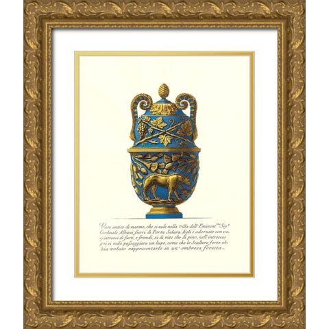 Blue Urn II Gold Ornate Wood Framed Art Print with Double Matting by Piranesi