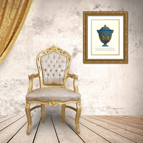 Blue Urn III Gold Ornate Wood Framed Art Print with Double Matting by Piranesi