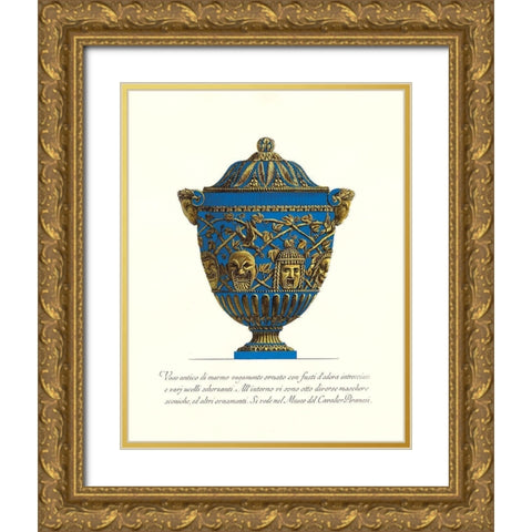 Blue Urn III Gold Ornate Wood Framed Art Print with Double Matting by Piranesi