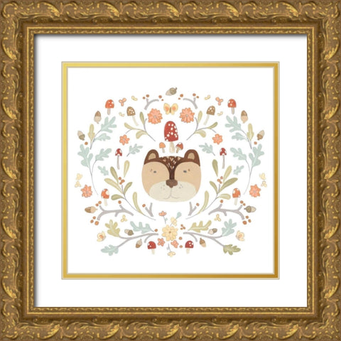 Whimsical Woodland Faces I Gold Ornate Wood Framed Art Print with Double Matting by Vess, June Erica