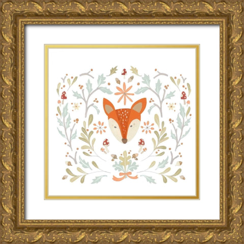 Whimsical Woodland Faces IV Gold Ornate Wood Framed Art Print with Double Matting by Vess, June Erica