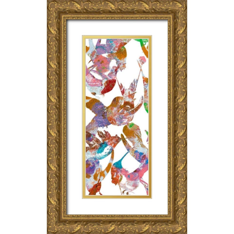 Bright Flight Birds IV Gold Ornate Wood Framed Art Print with Double Matting by Studio W