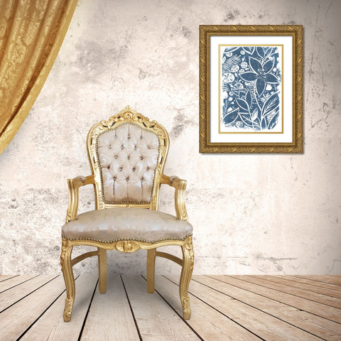 Garden Batik I Gold Ornate Wood Framed Art Print with Double Matting by Vess, June Erica