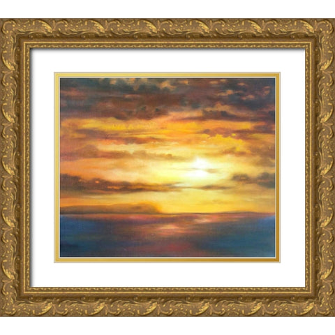 Niihau Gold Ornate Wood Framed Art Print with Double Matting by Quin, Marabeth
