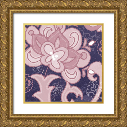 Paisley Blossom Mauve I Gold Ornate Wood Framed Art Print with Double Matting by Mark, Leslie
