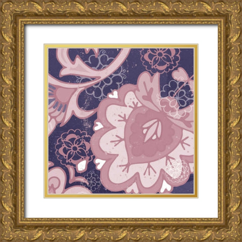 Paisley Blossom Mauve II Gold Ornate Wood Framed Art Print with Double Matting by Mark, Leslie