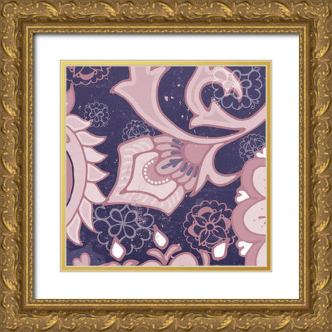 Paisley Blossom Mauve III Gold Ornate Wood Framed Art Print with Double Matting by Mark, Leslie