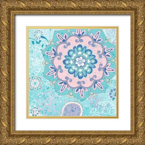 Paisley Faire III Gold Ornate Wood Framed Art Print with Double Matting by Mark, Leslie