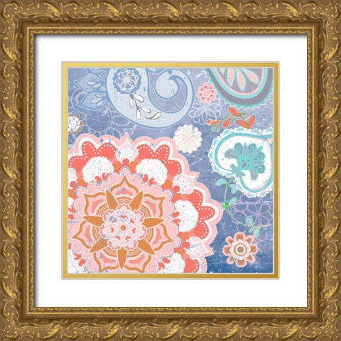 Paisley Faire IV Gold Ornate Wood Framed Art Print with Double Matting by Mark, Leslie