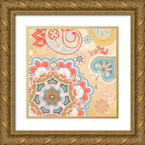 Paisley Faire V Gold Ornate Wood Framed Art Print with Double Matting by Mark, Leslie