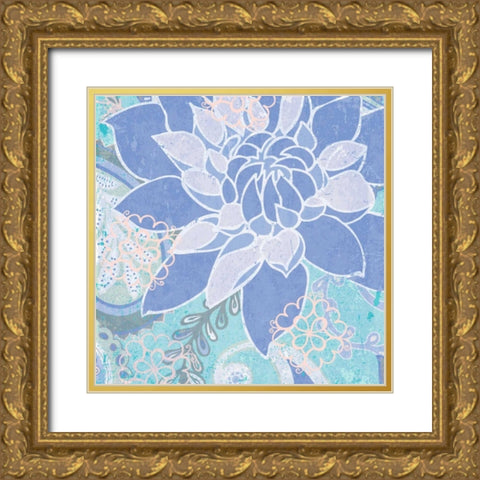 Dancing Daisy II Gold Ornate Wood Framed Art Print with Double Matting by Mark, Leslie