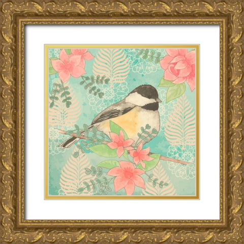 Chickadee Day I Gold Ornate Wood Framed Art Print with Double Matting by Mark, Leslie