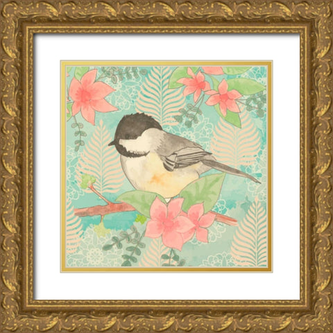 Chickadee Day II Gold Ornate Wood Framed Art Print with Double Matting by Mark, Leslie