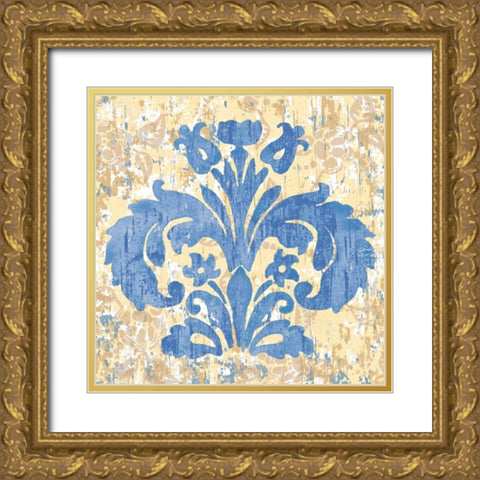Damask Stamp I Gold Ornate Wood Framed Art Print with Double Matting by Mark, Leslie