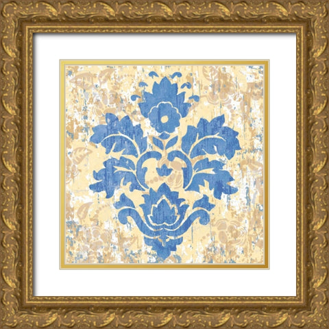 Damask Stamp IV Gold Ornate Wood Framed Art Print with Double Matting by Mark, Leslie