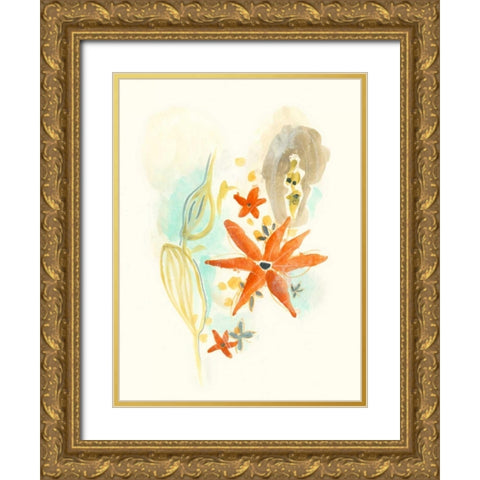 Bouquet Moderne IV Gold Ornate Wood Framed Art Print with Double Matting by Vess, June Erica