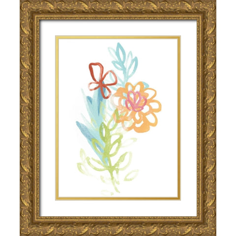 Flora Moderne I Gold Ornate Wood Framed Art Print with Double Matting by Vess, June Erica