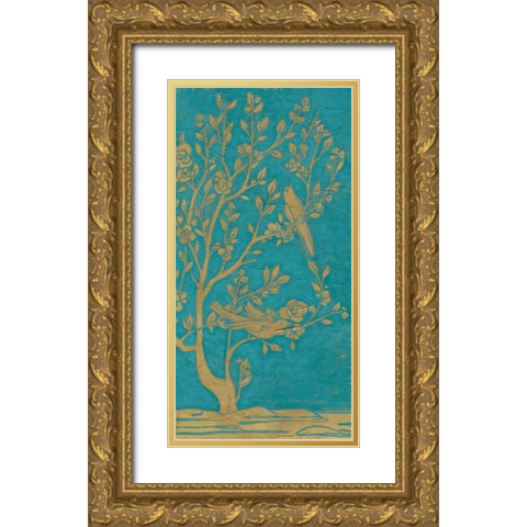 Topaz Chinoiserie II Gold Ornate Wood Framed Art Print with Double Matting by Vess, June Erica