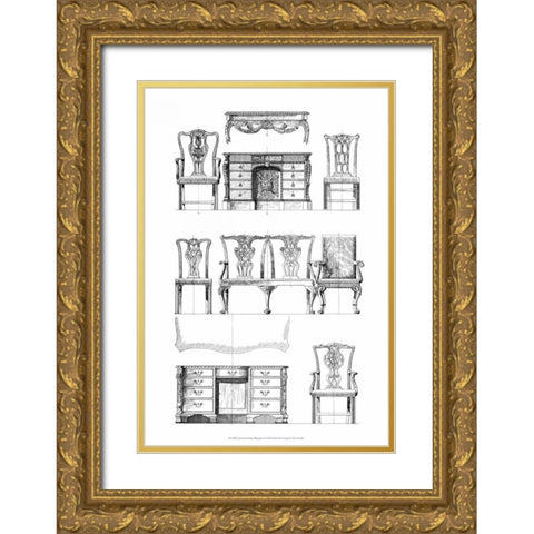 Custom Furniture Blueprint I Gold Ornate Wood Framed Art Print with Double Matting by Vision Studio