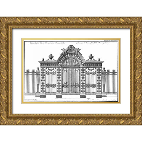 Custom Neufforge Gate Blueprint III Gold Ornate Wood Framed Art Print with Double Matting by Neufforge