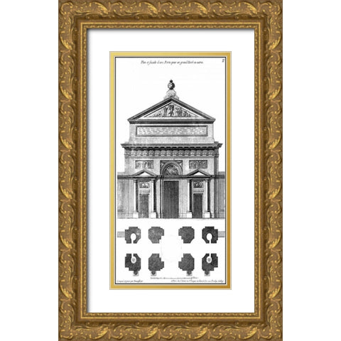 Custom Palace Facade Blueprint I Gold Ornate Wood Framed Art Print with Double Matting by Vision Studio