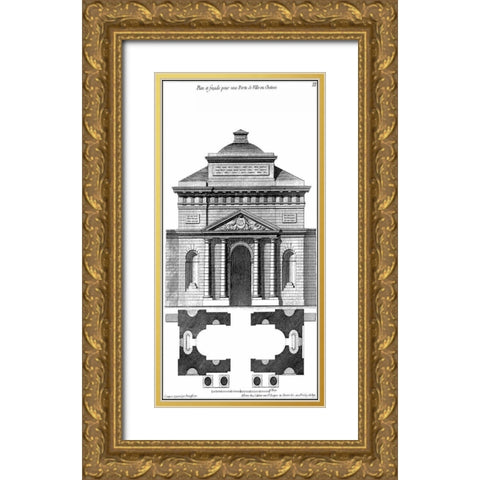Custom Palace Facade Blueprint II Gold Ornate Wood Framed Art Print with Double Matting by Vision Studio