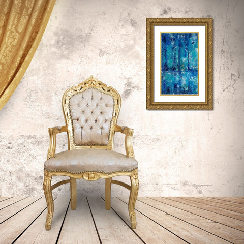 Blue Reflection Triptych I Gold Ornate Wood Framed Art Print with Double Matting by OToole, Tim