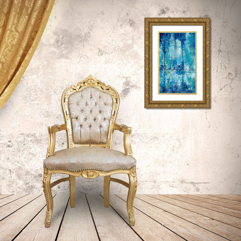 Blue Reflection Triptych II Gold Ornate Wood Framed Art Print with Double Matting by OToole, Tim