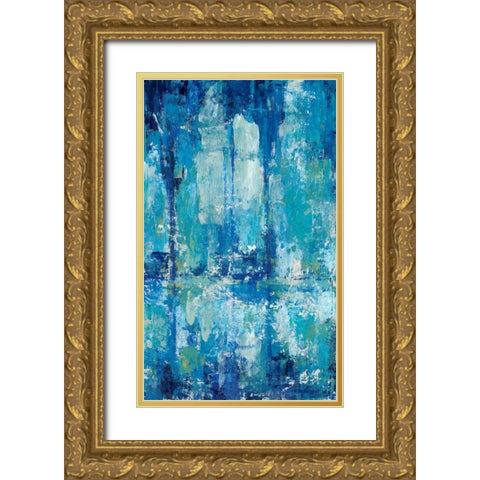 Blue Reflection Triptych II Gold Ornate Wood Framed Art Print with Double Matting by OToole, Tim