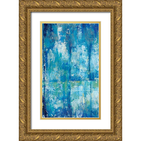 Blue Reflection Triptych III Gold Ornate Wood Framed Art Print with Double Matting by OToole, Tim