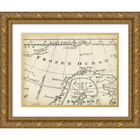 Map of Europe Grid II Gold Ornate Wood Framed Art Print with Double Matting by Jeffreys, T.
