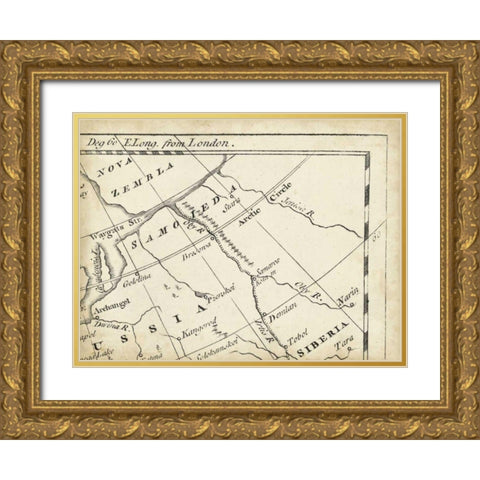 Map of Europe Grid III Gold Ornate Wood Framed Art Print with Double Matting by Jeffreys, T.