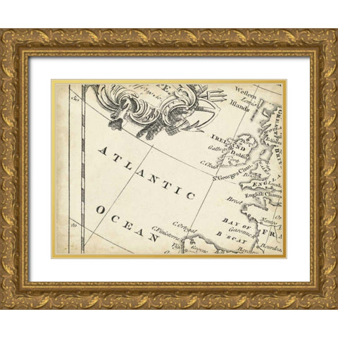 Map of Europe Grid IV Gold Ornate Wood Framed Art Print with Double Matting by Jeffreys, T.