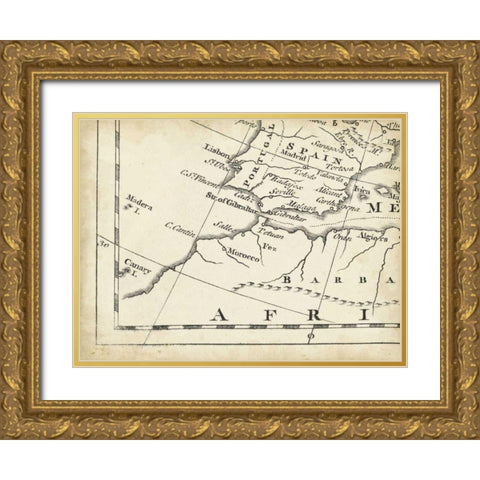 Map of Europe Grid VII Gold Ornate Wood Framed Art Print with Double Matting by Jeffreys, T.