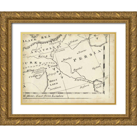 Map of Europe Grid IX Gold Ornate Wood Framed Art Print with Double Matting by Jeffreys, T.