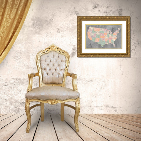 Patterned States I Gold Ornate Wood Framed Art Print with Double Matting by Goldberger, Jennifer