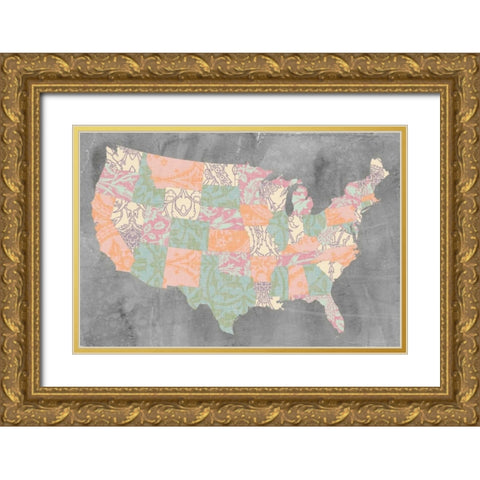 Patterned States I Gold Ornate Wood Framed Art Print with Double Matting by Goldberger, Jennifer