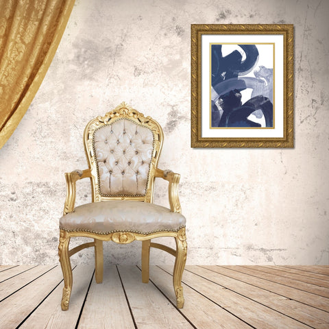 Blue on Blue I Gold Ornate Wood Framed Art Print with Double Matting by Vess, June Erica