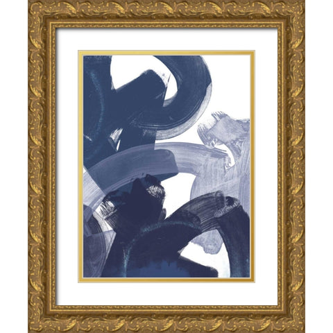 Blue on Blue I Gold Ornate Wood Framed Art Print with Double Matting by Vess, June Erica