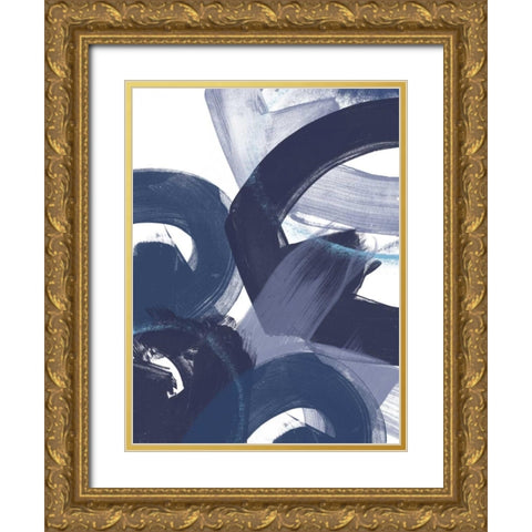 Blue on Blue II Gold Ornate Wood Framed Art Print with Double Matting by Vess, June Erica